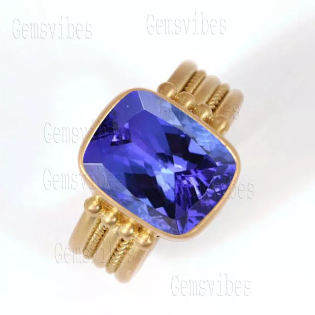 Or Handmade Créateur Tanzanite Bague Solide 925 Bague en Argent Pour Femme