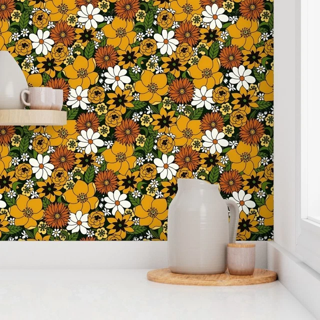 Hippie Retro 1960s Wallpaper ,Peel and Stick Wallpaper ,Removable Wallpaper