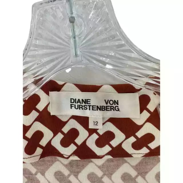 Diane von Furstenberg Brown White Terria Palm Print Wide Leg Jumpsuit Size 12 3