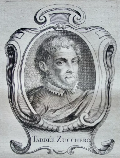 TADDEO ZUCCARI (1529-1566) PORTRAIT GRAVURE DE 1745 , né à SANT'ANGELO