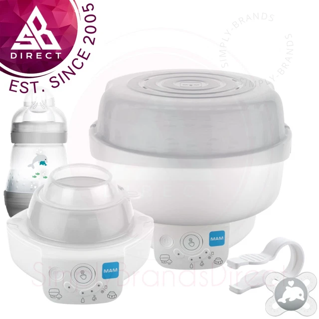 Esterilizador eléctrico MAM y calentador de botellas expreso: mata el 99,9% de los gérmenes blanco