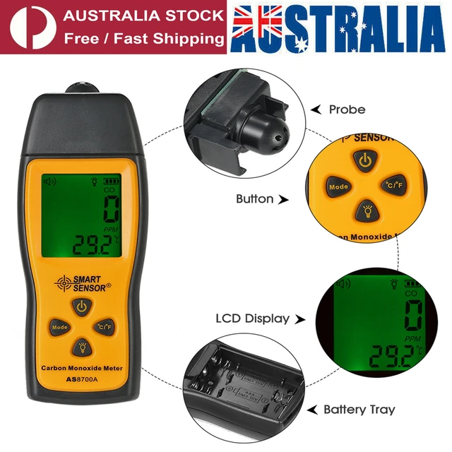 Portable Carbon Monoxide Meter CO Monitor Detector Gauge 0-1000ppm Gas Tester