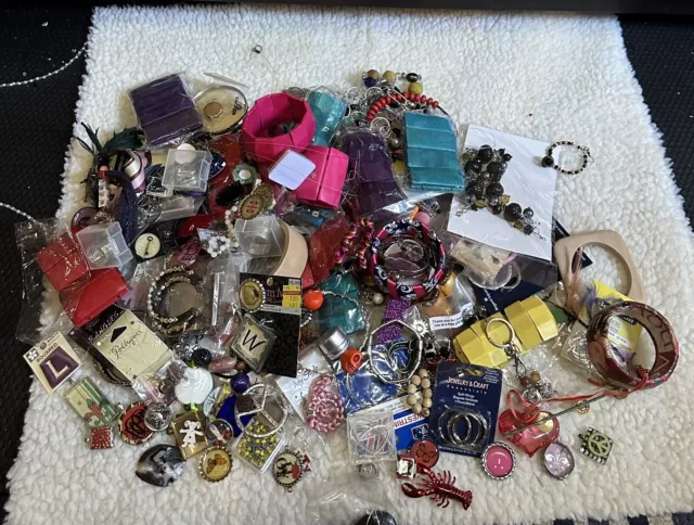 8 LBS Vintage to Now Craft Junk Drawer Jewelry Lot Necklaces Rings Charms Etc