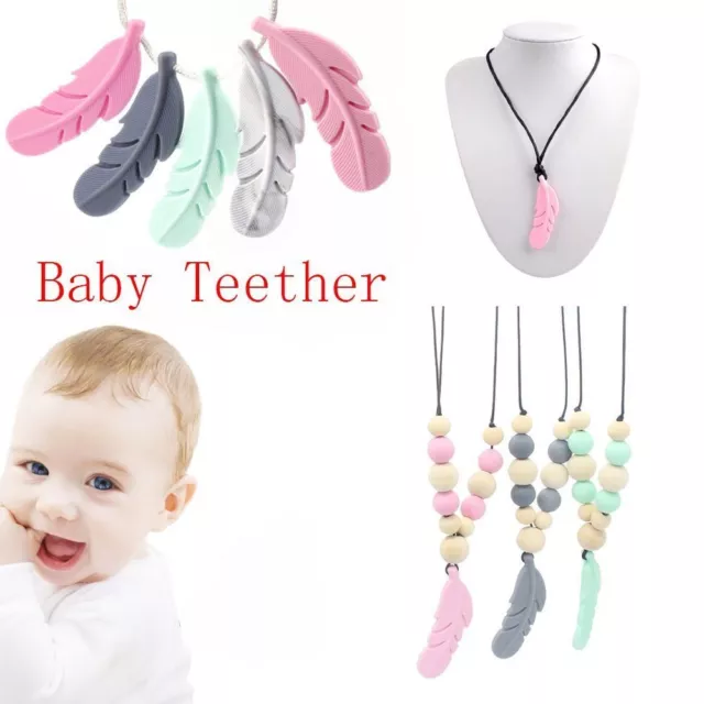 DIY Infants Soother Baby Pacifier Feather Pendant Baby Teether Necklace Making