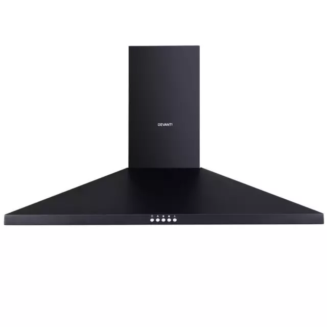 RETURNs Devanti Range Hood Rangehood 900mm 90cm Kitchen Canopy LED Light Black 3