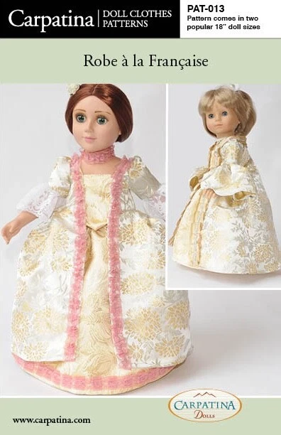 Robe Francais Dress Printed Pattern for 18" American Girl & Carpatina Dolls