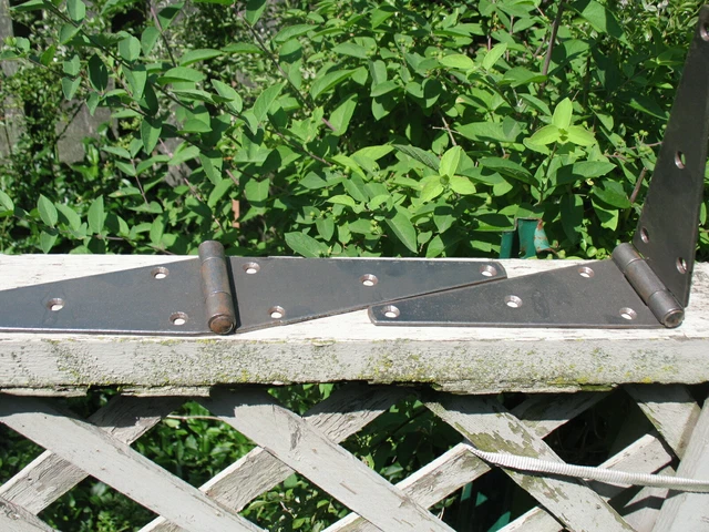 Iron Pair Vintage Strap Hinges Very Clean 8" Size  Antique Barn Door Hay Loft