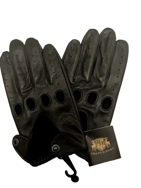 Pratt & Hart Momentum Black Men's Leather Touchscreen Driving Gloves TOYOTA XL