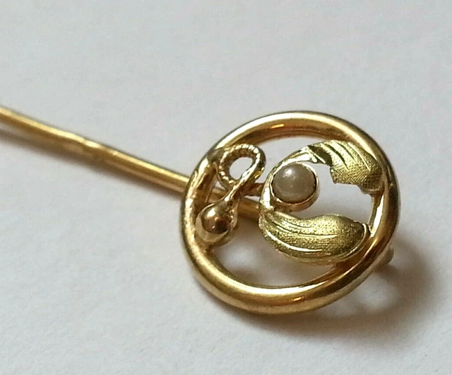 Broche Épingle à Cravate En Or Massif 18 Carats (750) – Jolie Perle – Fabrication Française