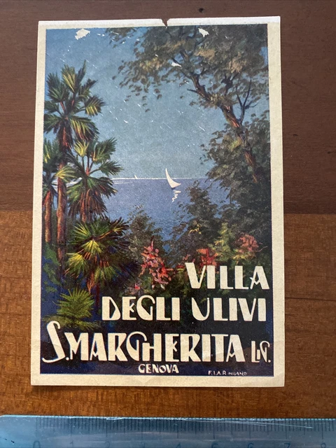etichetta hotel luggage label VILLA DEGLI ULIVI S. MARGHERITA GENOVA FIAR
