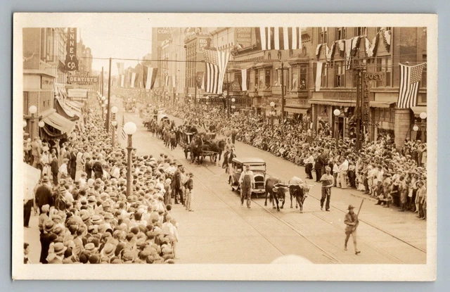 Battle Creek Michigan Parade Post Theatre Scout Real Photo Postcard RPPC 1931