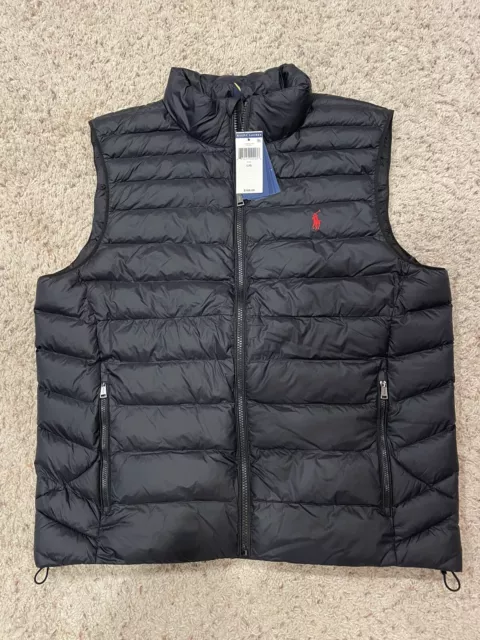 Polo Ralph Lauren Men's Black Water-Repellent Packable Puffer Down Vest