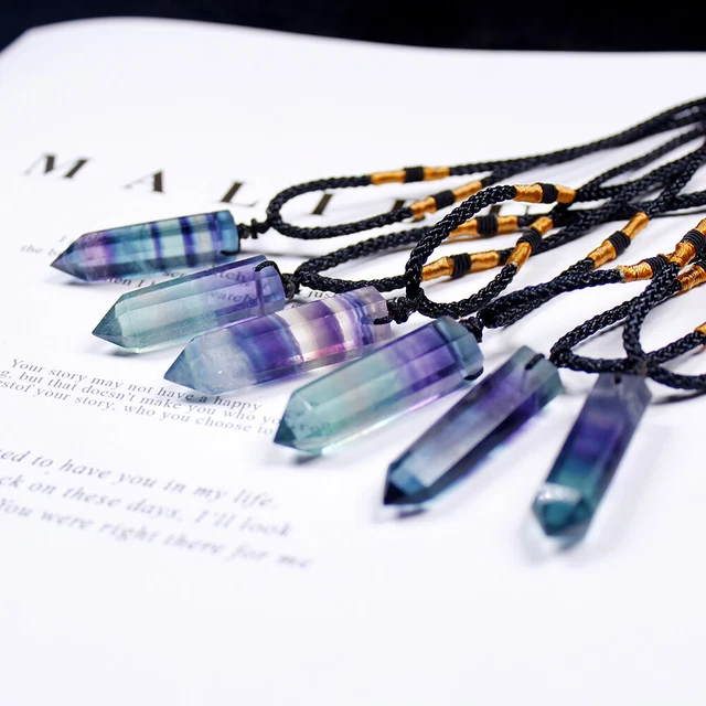 1/3X Healing Chakra Stone Reiki Pendant Necklace Crystal Quartz Natural Fluorite