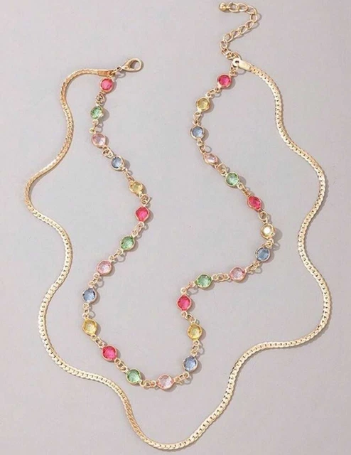 Collier Movitex Occasion - Pendentif Zircon Blanc - Doré