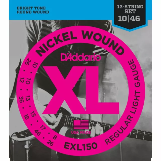 D'Addario EXL150 Jeu de Cordes pour Guitare Électrique 12-Saiter