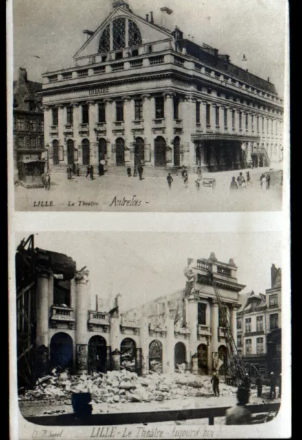 LILLE (59) THEATRE Hier & Aujourd'hui ,POMPIERS au travail carte-photo avant1904