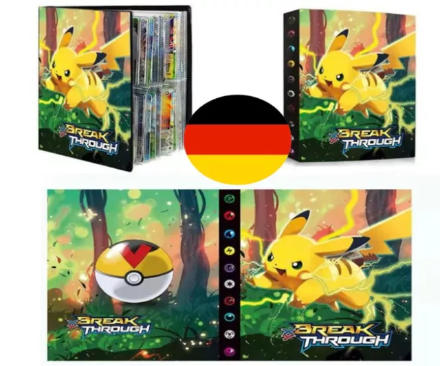 Sammelalbum ⚡ Pokemon Karten Portfolio 4-Pocket Sammelkarten Heft Ordner Buch