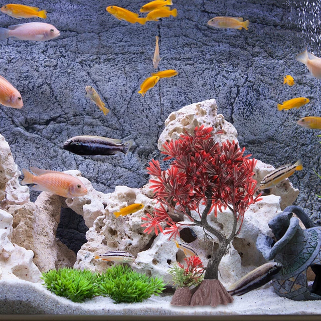 Sfondo Per Acquario In Vinile - 180x46cm, Design Pietra E Piante Acquatiche, Per Decorazione Vasca - Foto 14