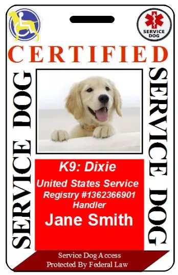 Custom ID Card / Badge for Service Dog Certified Working Dog Service Animal 29