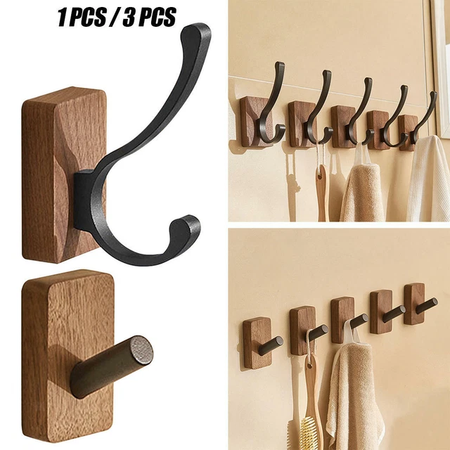 Walnut Coat Hooks Wall Mount hanger Bathroom Decorative for Hanging Clothes