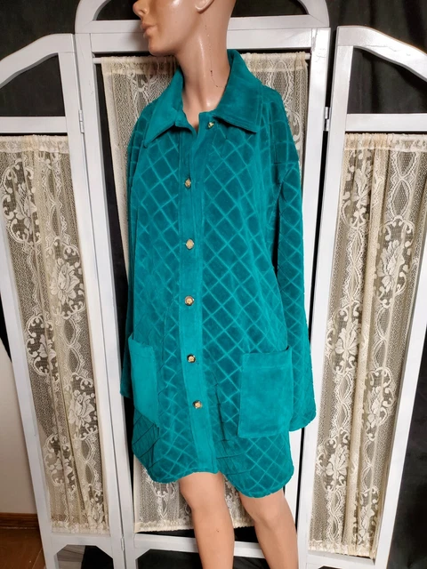 1X vtg Neiman Marcus bath robe velour bed jacket pool loungewear crest buttons 1X vtg Neiman Marcus bath robe velour bed jacket pool loungewear crest buttons