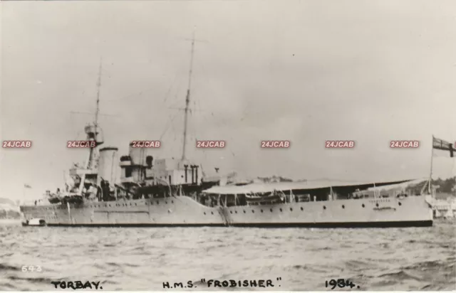 Royal Navy RP Postcard. HMS "Frobisher" Heavy Cruiser. Torbay. WW11. Fine! 1934