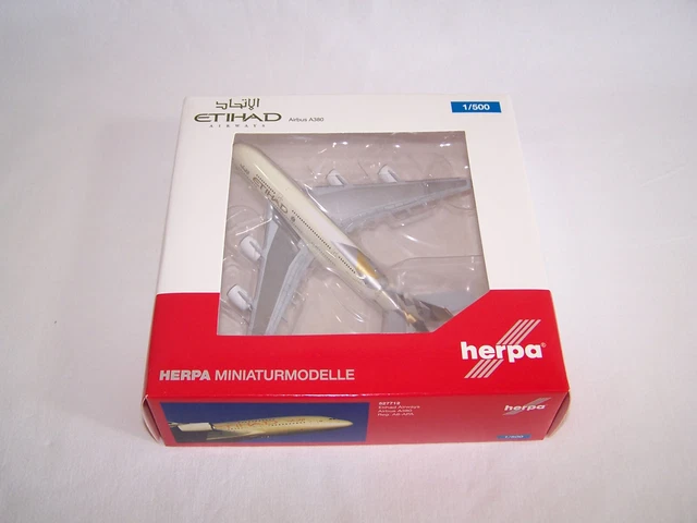 Maquette Avion Herpa Etihad A380 - Échelle 1/500, Quasi Neuf, Occasion