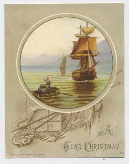 A Glad Christmas Antique Christmas Marine Scene Greetings Card C12