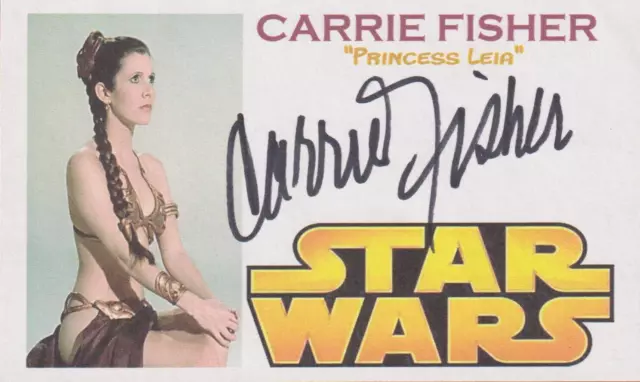 CARRIE FISHER Original Autogramm signierte Postkarte Top Portrait Star Wars