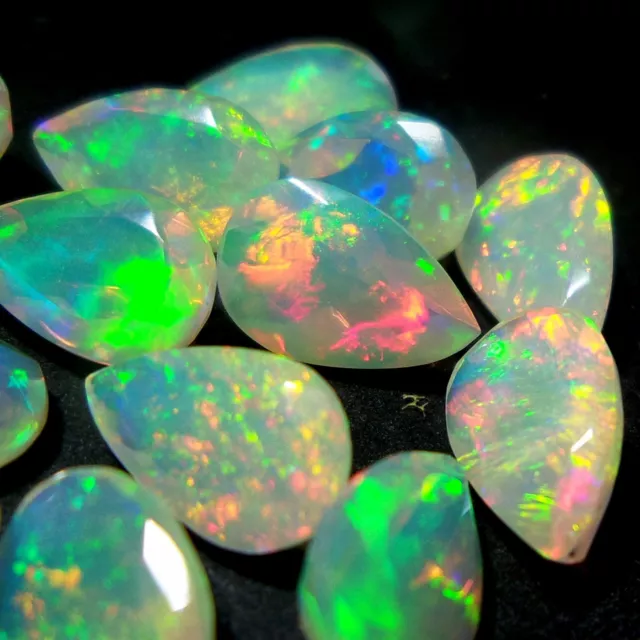 8x5 MM Natürlich AAAA Qualität Regenbogen Feuer Facettiert Welo Opal Pear Form 1 3