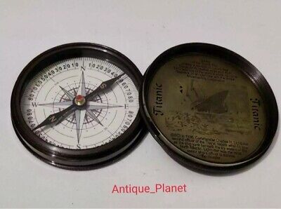 Antique Solid Brass Titanic 3" Compass Maritime Direction Working Item