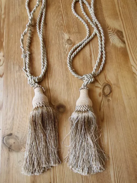 Beautiful Pair 2 Gold Golden Curtain Tie Back Rope Tassel Fringe