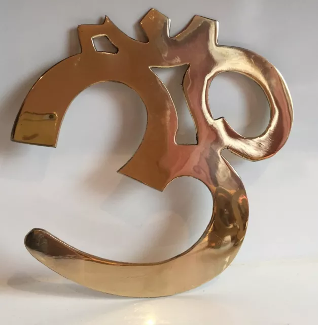 Large OM AUM 6" AUHM Solid Brass Plaque Symbol Hindu Wall Hanging Home Decor