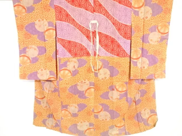 82437# Japanese Kimono / Antique Donuki Juban / Mari Ball & Flower