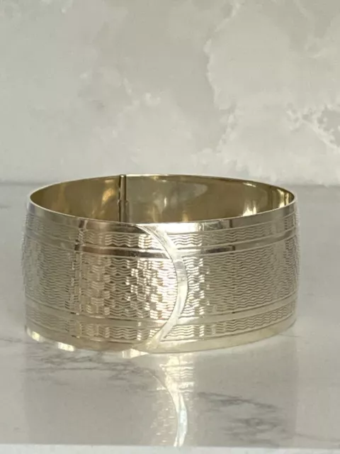 Charles Horner 925 Solid Sterling Silver Hinged Bangle, 38.5g, Chester 1946