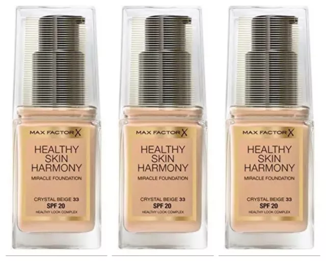 3x Max Factor Gesunde Haut Harmonie Wunderstiftung LSF20, 30ml Kristallbeige