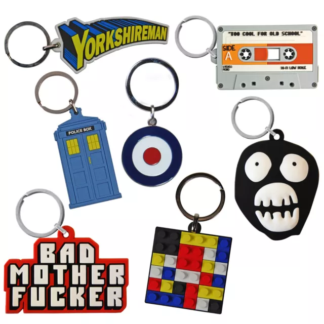 PVC/Enamel Keyrings. Retro Novelty Various Designs Cool Funky Small Gift