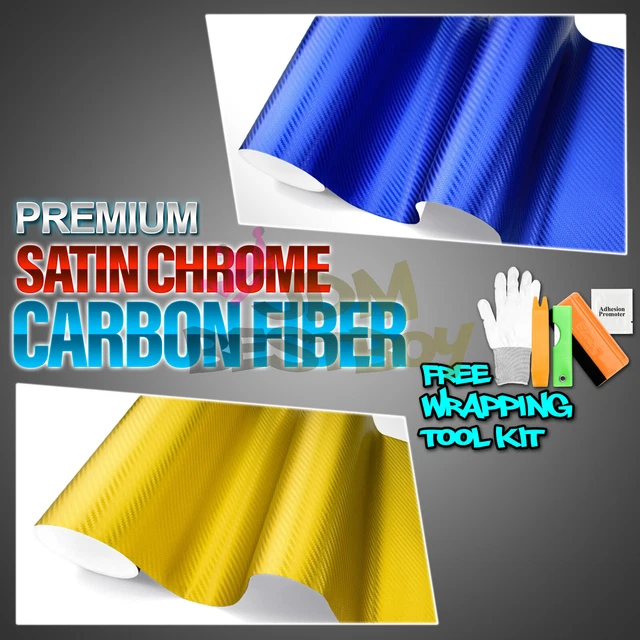 PREMIUM SATIN CHROME Carbon Fiber Vinyl Wrap Bubble Air Release Decal