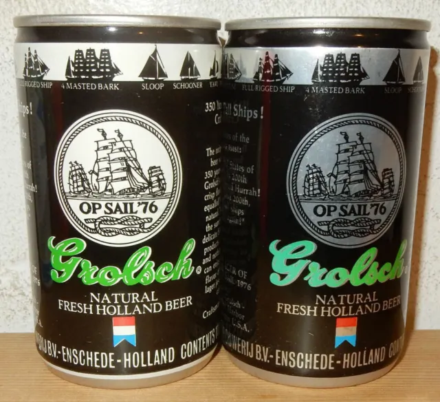 2 GROLSCH OP SAIL 1976 Beer cans from HOLLAND (33cl) for Export