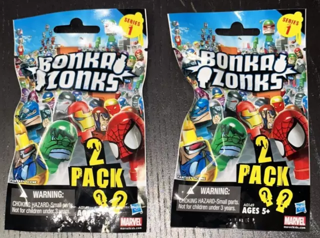 x2 MARVEL BONKA ZONKS SERIES 1 BLIND PACK LOT -- New Old Stock SEALED