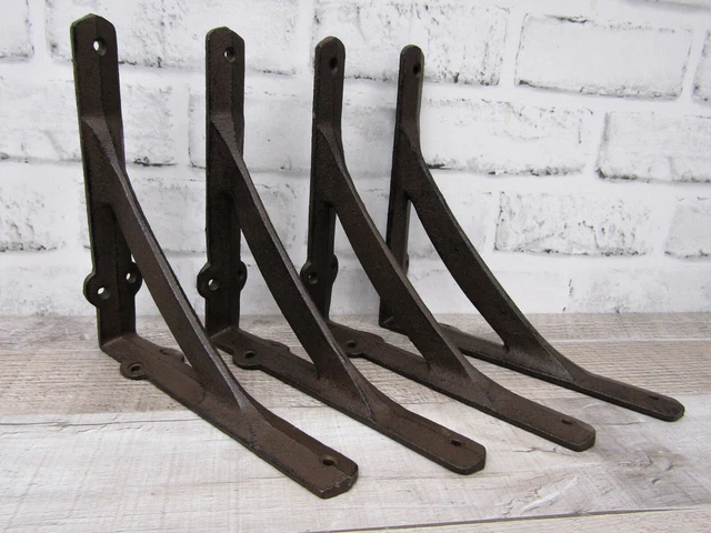 Set of 4 Cast Iron Shelf Brackets Antique Style Rustic Ironbridge 7.5" x 7.5"