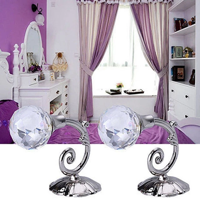 Hanging Hooks 2pcs Crystal Hanger Curtain Holdbacks Decor Hooks Wall Tie Backs
