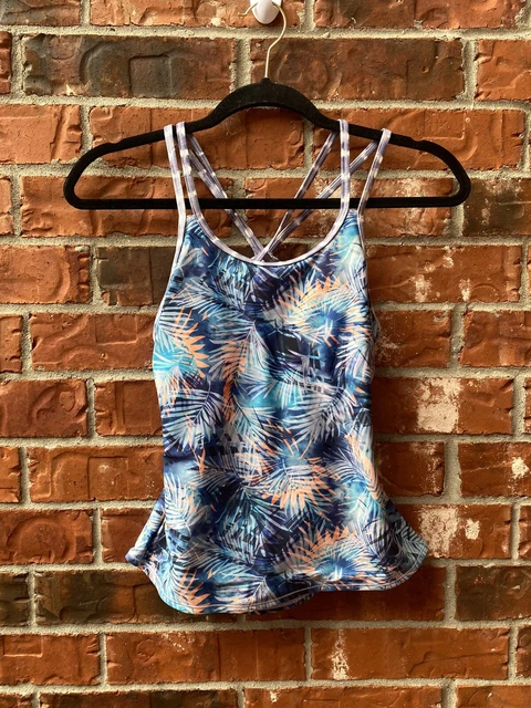 Athleta Girl XXL 16 Tropics Tie Dye Strappy Cutout Back Swim Tankini Top