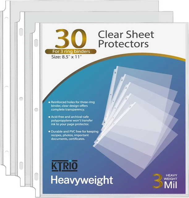 HEAVY DUTY SHEET Protectors 8.5 x 11 Plastic Clear Page 30 PACK Top