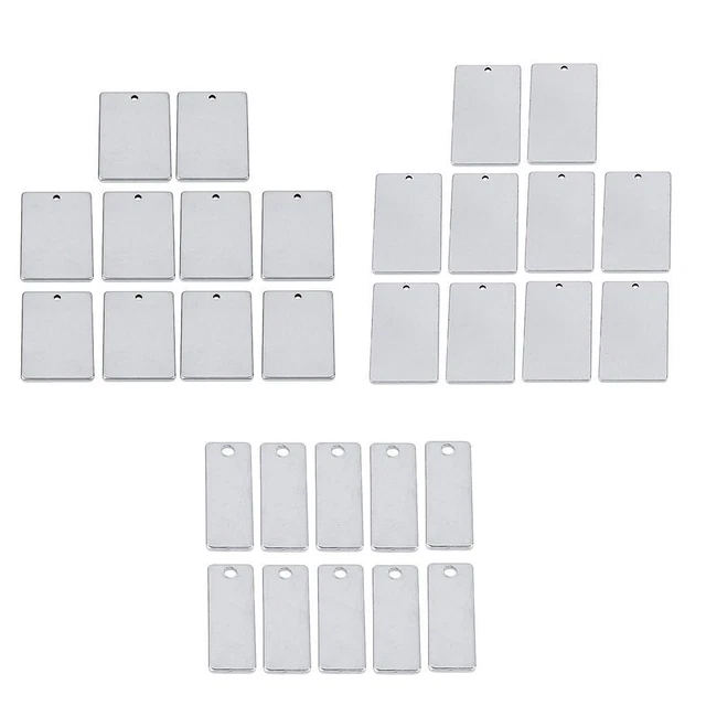 10 Stück Rechteck Silber Blank Stamping Tag Bail Anhänger DIY Gravur Schmuck