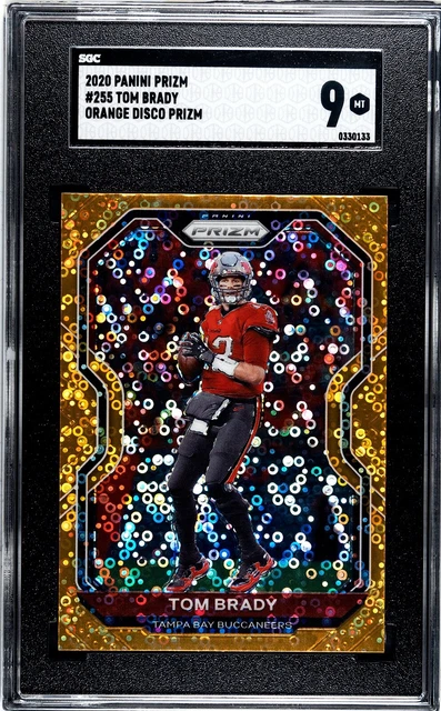 2020 Panini Prizm Football #255 TOM BRADY Orange Disco Parallel SGC 9 GOAT 🐐