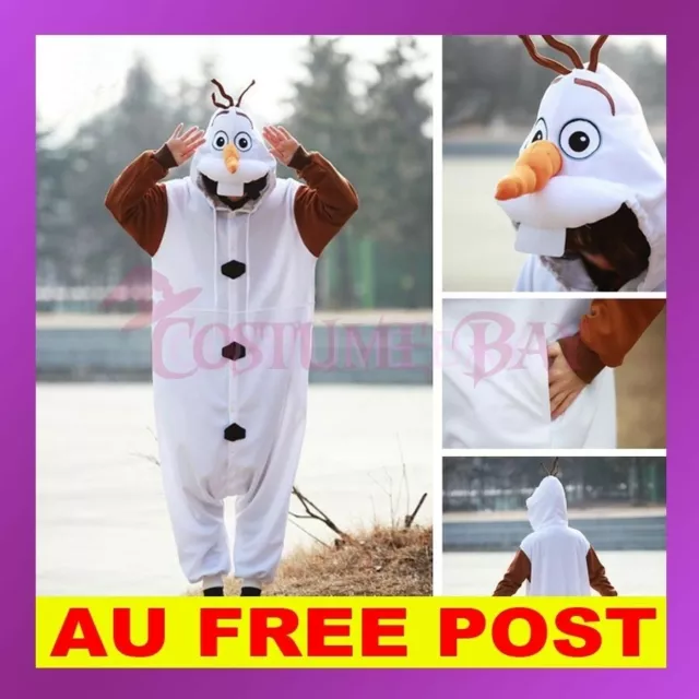 Adult Kids Frozen Olaf Snowman Kigurumi Animal Onesie Pajamas Costume Sleepwear