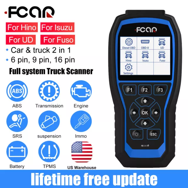 Fcar F506 Full System Diesel Heavy Duty Truck OBD2 Diagnostic Scanner ABS SRS US