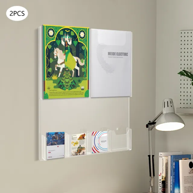 Clear Acrylic Brochure Holder Premium Acrylic Multi Pocket Display Stand 2+4 Slo
