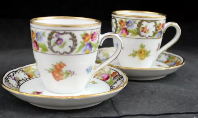 Schumann Empress Dresden Flores Grupo De 2 Alto Demitasse Taza And Saucer Juegos